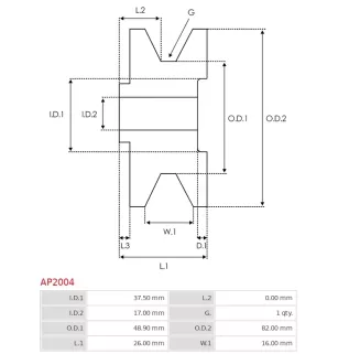 Poulie d’alternateur AS-PL UD41376AP pour UD49769AP, HYUNDAI / KIA 37321-42201, 37321-47400, 37321-4Z210, ELECTROLOG PUL8701