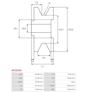 Poulie d’alternateur AS-PL UD46645AP, ISUZU 8970832920, 8971481130, KRAUF APH0512