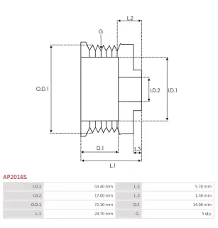 Poulie d’alternateur AS-PL UD45811AP pour HITACHI LR1190938