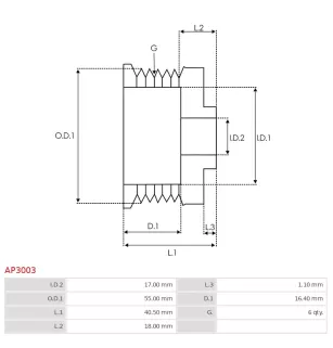 Poulie d’alternateur BOSCH F00M147906 pour F00M992723, CARGO 231584, 330206, 333025, IKA 3.5347.1, INA 5350105000, 535010510