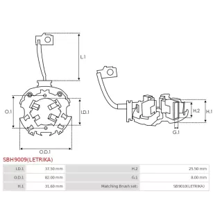 Porte-balais de démarreur pour ISKRA / LETRIKA 11131898, 11131900, 111