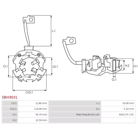 Porte-balais de démarreur pour MITSUBA SM61209