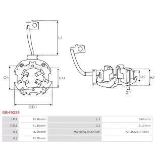 Porte-balais de démarreur pour MITSUBA SM710-08, SM71001, SM730-02