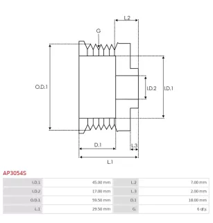 Poulie d’alternateur AS-PL UD46976AP pour VALEO A13N162, AS-PL A3412S