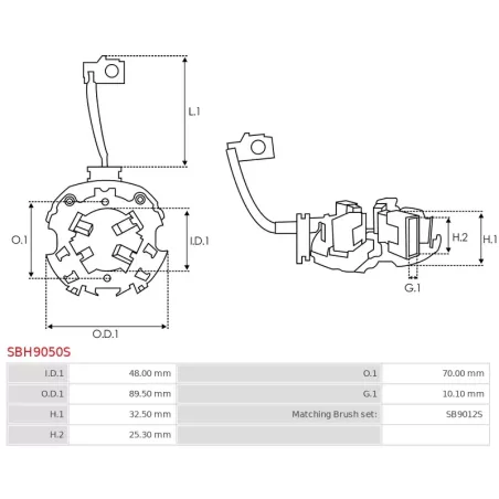 Porte-balais de démarreur pour ISKRA / LETRIKA AZJ3243, AZJ3244, AZJ3274, AZJ3283, AZJ3284