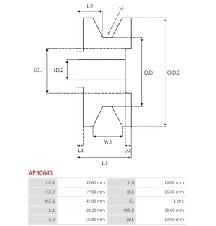 Poulie d’alternateur AS-PL UD49444AP pour AS-PL A3218