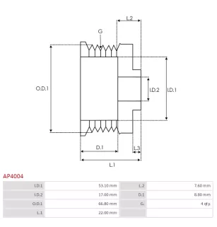 Poulie d’alternateur CARGO 134518, CQ CQ1040319, ELECTROLOG PUL4011