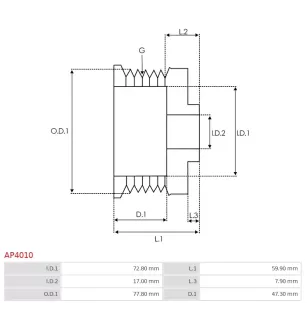Poulie d’alternateur AS-PL UD02926AP, FORD 98FF-10A352-AE, 98FF-1CA352-AE, KRAUF APE1475
