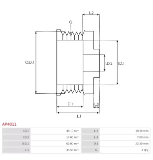 Poulie d’alternateur AS-PL UD50027AP