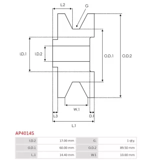 Poulie d’alternateur AS-PL UD45251AP pour UD45411AP