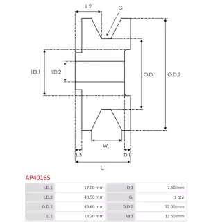 Poulie d’alternateur AS-PL UD15079AP, LUCAS 54205645, WOODAUTO EC40072