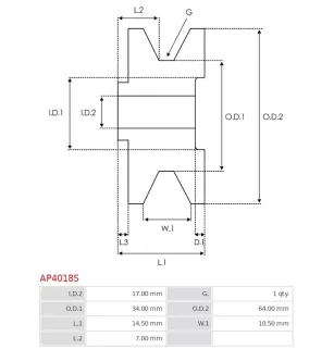 Poulie d’alternateur AS-PL UD43912AP pour UD47417AP
