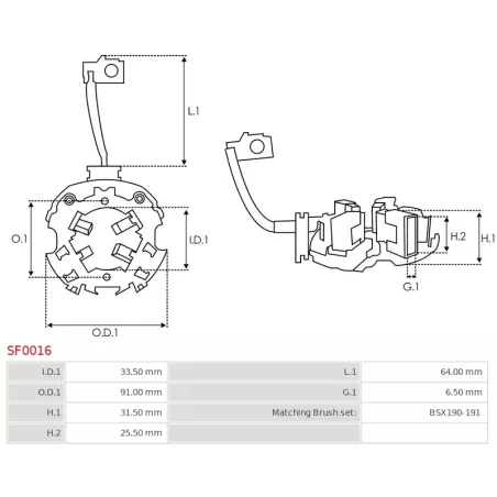 Porte-balais de démarreur pour BOSCH 0001231019, 0001231023, 0001231026, 0001231027