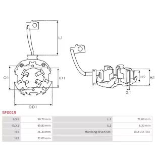 Porte-balais de démarreur pour BOSCH 0001223005, 0001223006, 0001223007, 0001223010