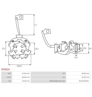 Porte-balais de démarreur pour BOSCH 0001367052, 0001367055, 000136705