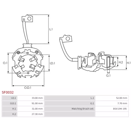 Porte-balais de démarreur pour BOSCH 0001230011, 0001230012, 0001230014, 0001230018