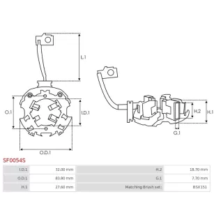 Porte-balais de démarreur pour BOSCH 0001218172, 0001218173