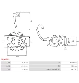 Porte-balais de démarreur pour BOSCH 0001371006