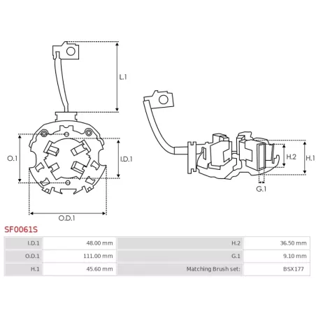 Porte-balais de démarreur pour BOSCH 0001371006