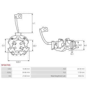 Porte-balais de démarreur pour BOSCH 0001218158, 0001218159, 000121816