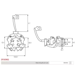 Porte-balais de démarreur pour BOSCH 0001261001, 0001261105