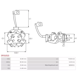 Porte-balais de démarreur pour BOSCH 0001223504, 0001223506, 000122350