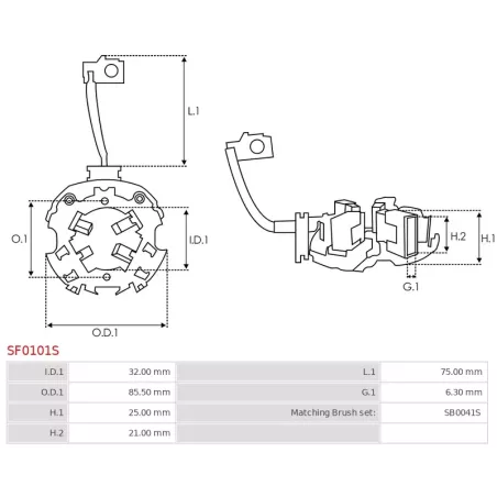 Porte-balais de démarreur pour BOSCH 0001223504, 0001223506, 0001223507