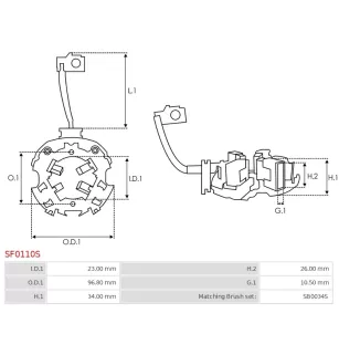 Porte-balais de démarreur pour BOSCH 0001367028, 0001367032, 000136704