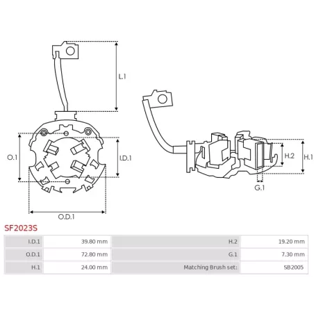 Porte-balais de démarreur pour HITACHI S13527, S13556