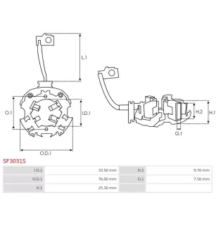 Porte-balais de démarreur pour VALEO ESW20E18, ESW20ER25