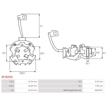 Porte-balais de démarreur pour VALEO ESW20E11, ESW20E26, ESW20ER6, ESW22E80