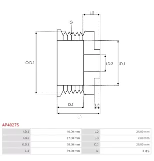 AS-PL UD52241AP Polia Alternadora, Carga 139106, Fiat 7086091
