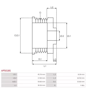 AS-PL UD46574AP Polia alternadora, Mitsubishi A003TG5891, A3TG5891