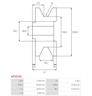 Poulie d’alternateur AS-PL UD15506AP pour UD45852AP, UD46425AP