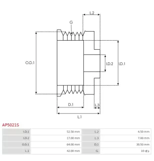 AS-PL UD44979AP Polia Alternadora, Volvo 20818925, 20883216
