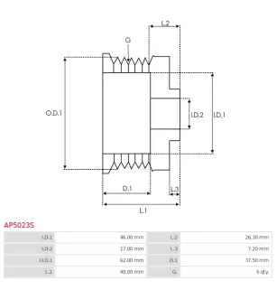 AS-PL UD20966AP PULLELE ALTERMADOR, KRAUF APM6971