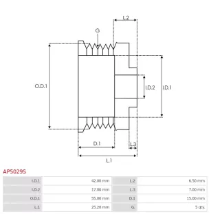 Poulie d’alternateur AS-PL UD43369AP, CARGO 136039, MITSUBISHI A679C09370, A679C14070, KRAUF APM6039, LAUBER CQ1040206