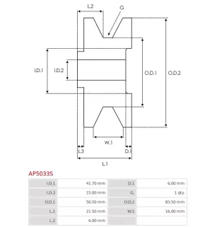 Poulie d’alternateur AS-PL UD50953AP