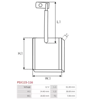 Charbon/balais de démarreur pour VALEO D8E112, D8E113, D8E114, D8E115