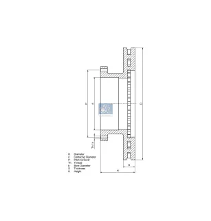 Disque de frein, D: 432 mm, 12 bores, P: 240 mm, M16 x 2, H: 154.4 mm, S: 45 mm, s: 37 mm Pour Iveco Stralis, S-Way, X-Way