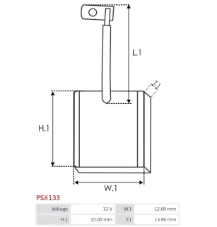 Charbon/balais de démarreur pour VALEO D9E124, D9E125, D9E127, D9E129