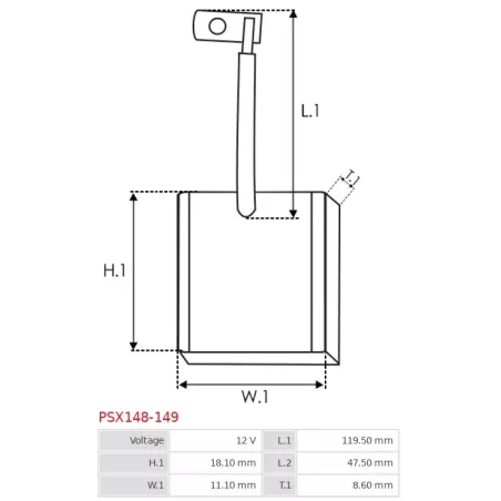 Charbon/balais de démarreur pour VALEO D6RA104, D6RA105, D6RA107, D6RA108, D6RA109