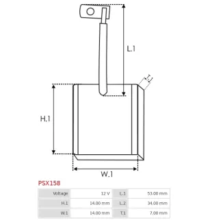 Charbon/balais de démarreur pour VALEO D7R12, D7R127, D7R13, D7R15, D7