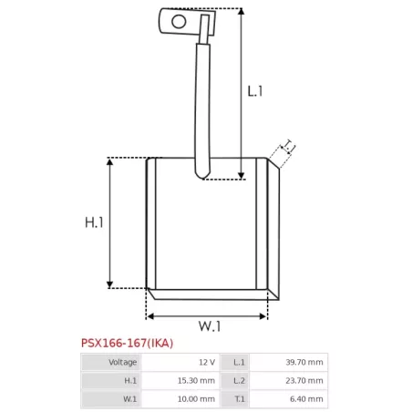 Charbon/balais de démarreur pour VALEO D6G1, D6G2, D6G3, D6G5, D6G70