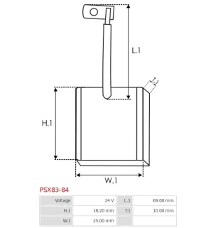 Charbon/balais de démarreur pour VALEO D11E130, D11E138T, D11E149, D11