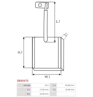 Charbon/balais de démarreur pour BOSCH 0001372001, 0001372006