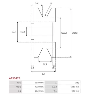 Poulie d’alternateur AS-PL UD48363AP pour AS-PL A5167
