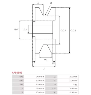 AS-PL UD48536AP Polia alternadora, Mitsubishi A004TA0499