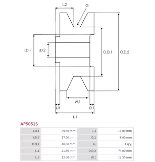 Poulie d’alternateur AS-PL UD48548AP pour AS-PL UD48548AP