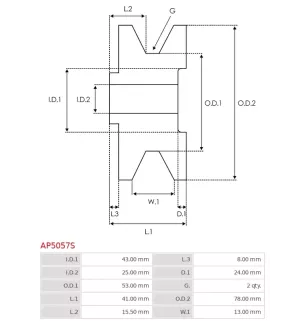 Poulie d’alternateur AS-PL UD48727AP pour AS-PL A5222, A5428S